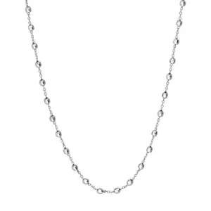 14K White Gold Saturn Bead Necklace