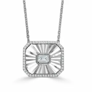 14K White Natural Diamond 18 inch Necklace