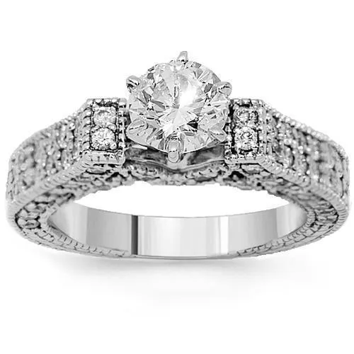14K White Solid Gold Diamond Engagement Ring 2.04 Ctw