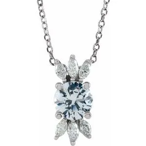 14K White White Sapphire & 1/4 CTW Diamond 16-18" Necklace