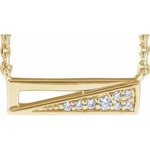 14K Yellow .05 CTW Diamond Bar 18" Necklace