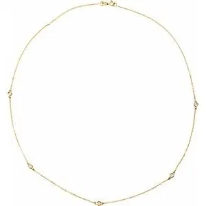 14K Yellow 1 CTW Lab-Grown Diamond 5-Station 18" Necklace