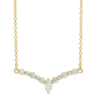 14K Yellow 1/3 CTW Diamond 16" "V" Necklace