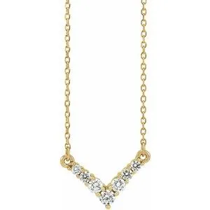 14K Yellow 1/3 CTW Diamond "V" 16-18" Necklace
