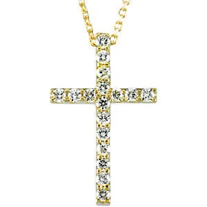 14K Yellow 1/3 CTW Petite Diamond Cross 18" Necklace