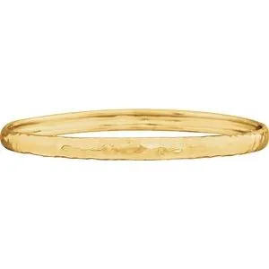 14K Yellow 5.1 mm Hammered Bangle Bracelet