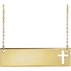 14K Yellow Cross 16-18" Necklace