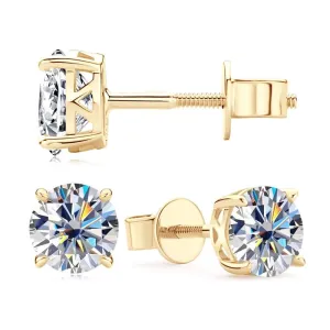 14k Yellow Gold 0.8 Ct Sparkling Diamond Stud Earrings