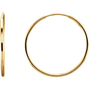 14k Yellow Gold 20mm Endless Hoop Earrings