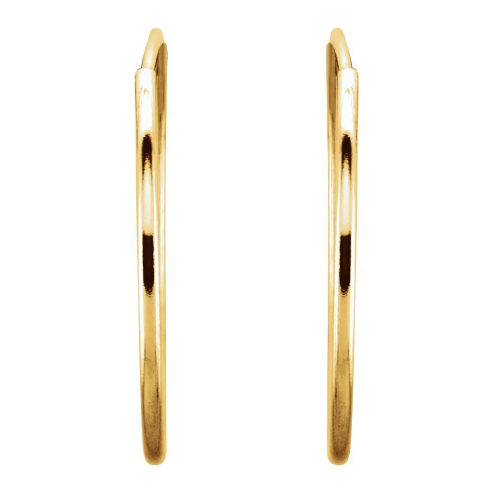 14k Yellow Gold 20mm Endless Hoop Earrings
