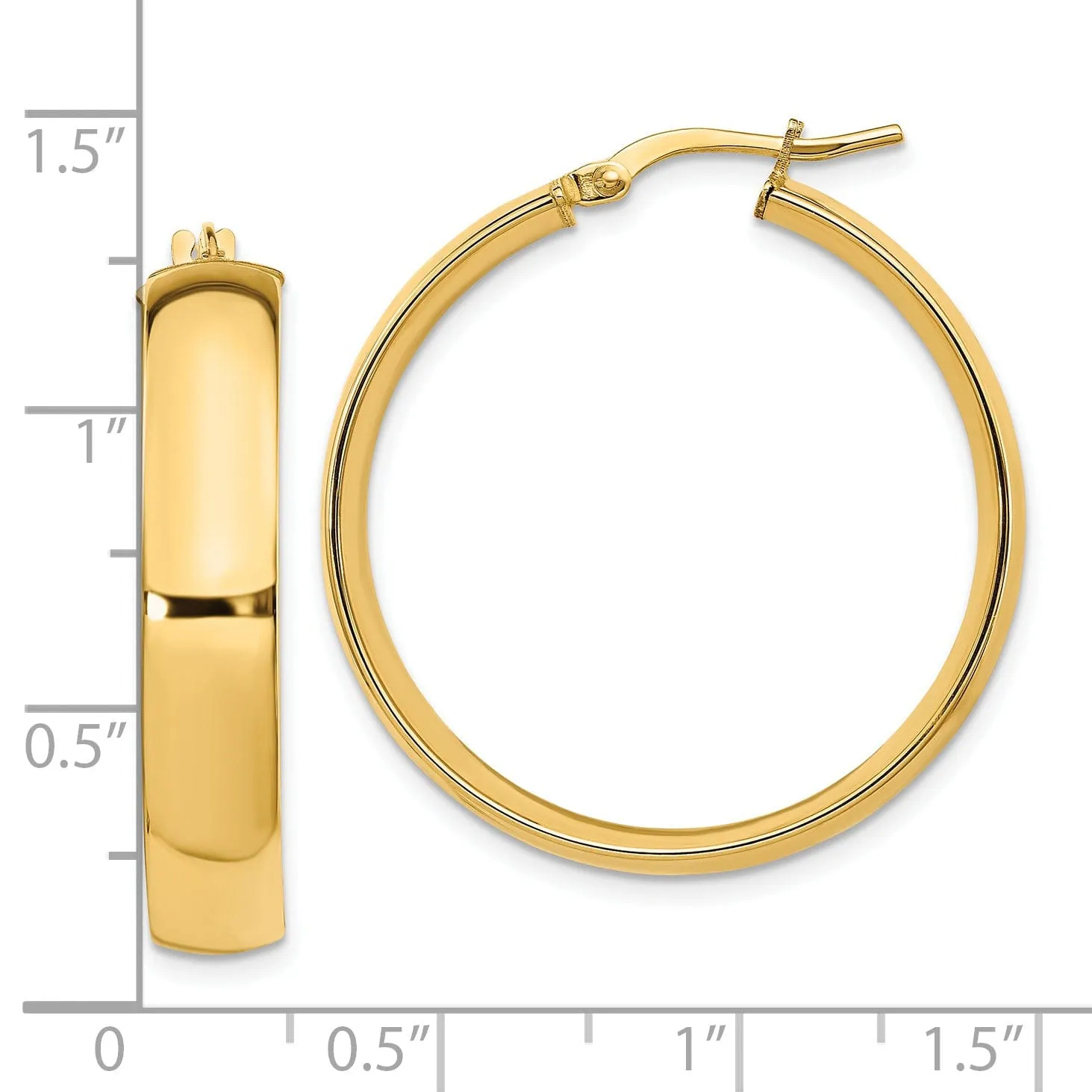 14k Yellow Gold 6mm High Polished Hoop Earrings