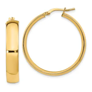 14k Yellow Gold 6mm High Polished Hoop Earrings