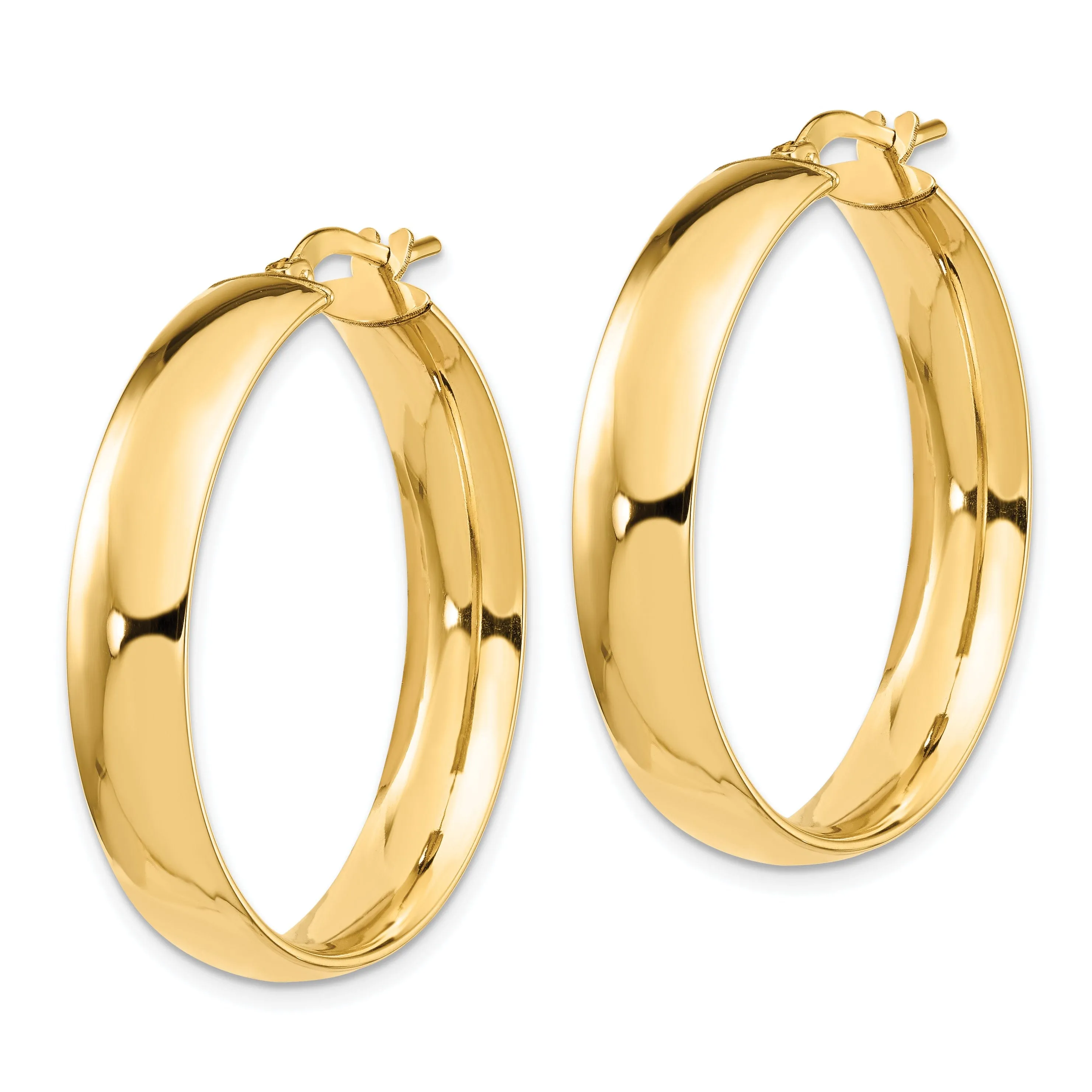 14k Yellow Gold 6mm High Polished Hoop Earrings