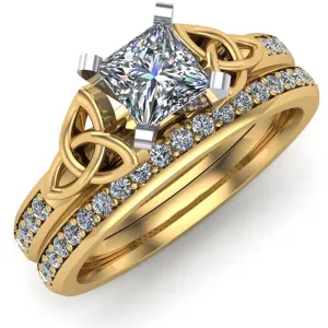 14K Yellow Gold Celtic Bridal Set AYLIN-1S-SET-YELLOW-PRINCESS