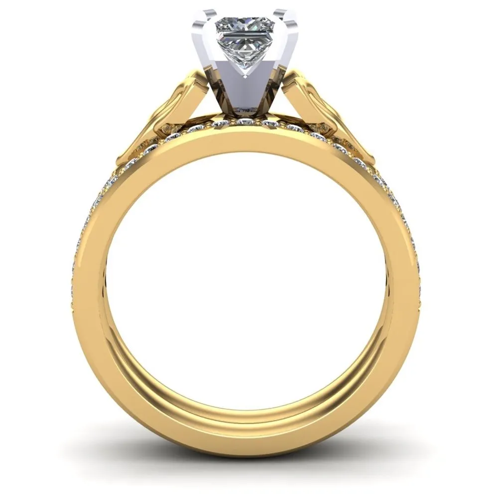 14K Yellow Gold Celtic Bridal Set AYLIN-1S-SET-YELLOW-PRINCESS