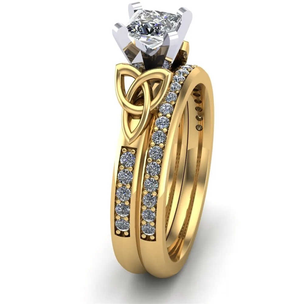14K Yellow Gold Celtic Bridal Set AYLIN-1S-SET-YELLOW-PRINCESS