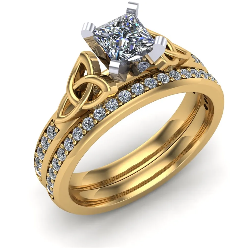 14K Yellow Gold Celtic Bridal Set AYLIN-1S-SET-YELLOW-PRINCESS