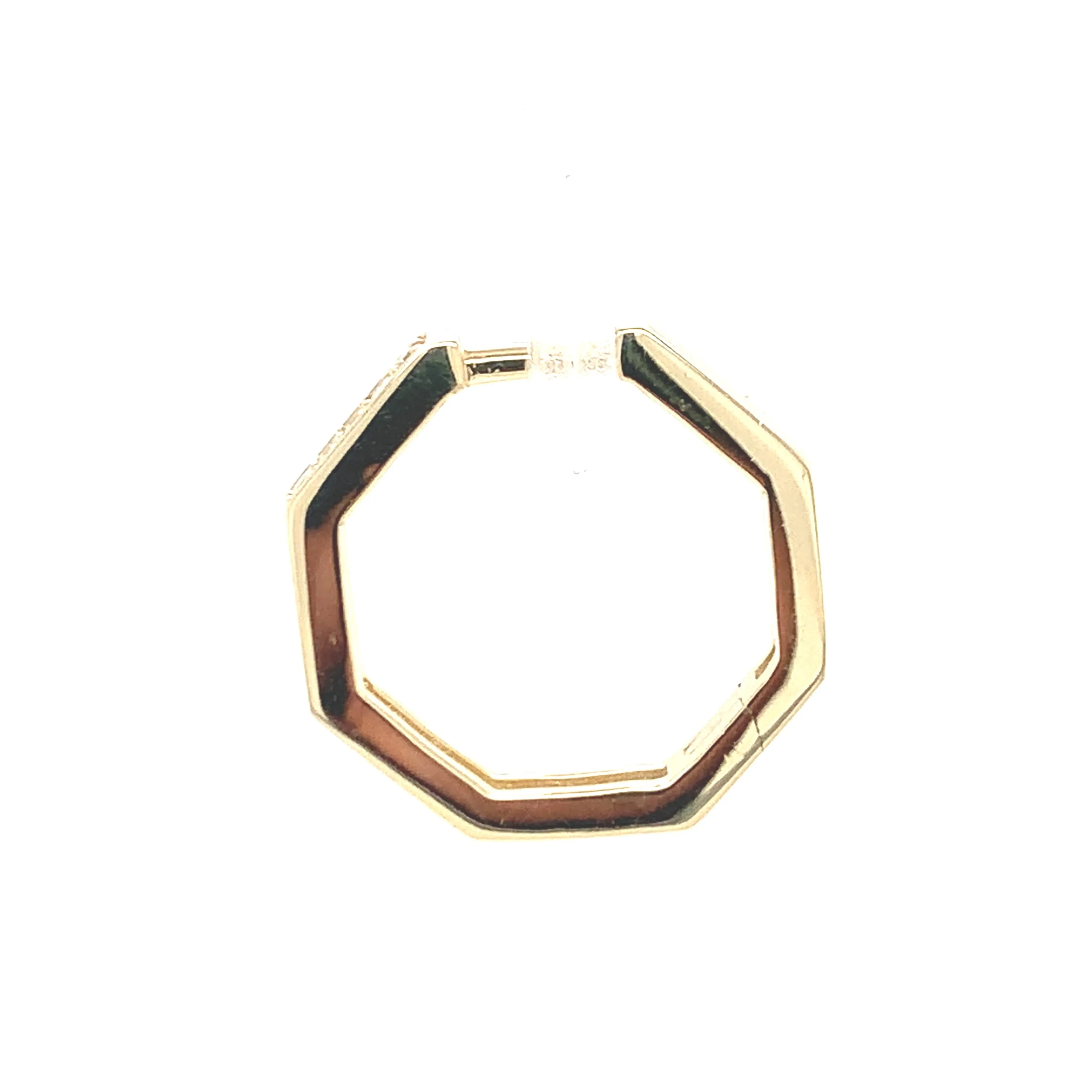 14K Yellow Gold Hexagon Hoop Earrings