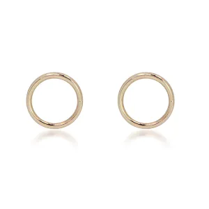 14K Yellow Gold Open Circle Stud Earrings