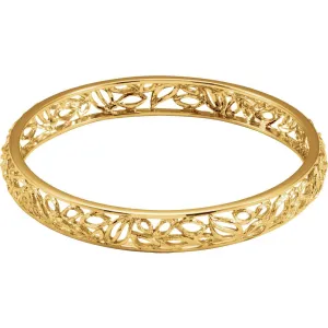 14K Yellow Gold-Plated Sterling Silver Textured Bark Bangle Bracelet