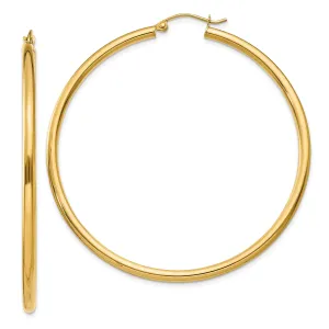 14k Yellow Gold Polished 2.5MM Round Hoop Earrings