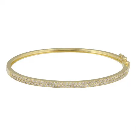14K Yellow Gold Two Row Pave Diamond Bangle (.87ctw)