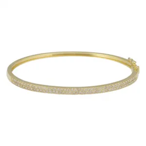 14K Yellow Gold Two Row Pave Diamond Bangle (.87ctw)