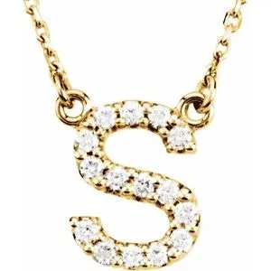 14K Yellow Initial S 1/8 CTW Diamond 16" Necklace