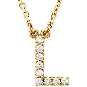 14K Yellow Letter "L" .08 CTW Diamond 16" Necklace