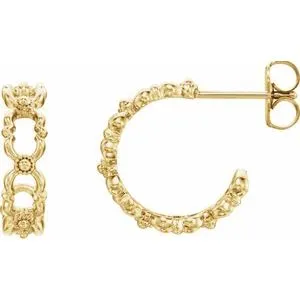 14K Yellow Quatrefoil Hoop Earrings