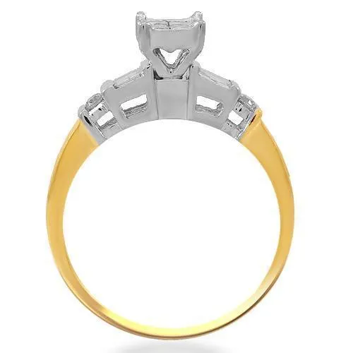 14K Yellow Solid Gold Diamond Bridal Ring Set 0.79 Ctw