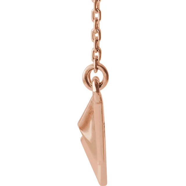 14KT Rose Gold 3D Pyramid Bar Necklace