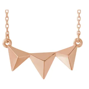 14KT Rose Gold 3D Pyramid Bar Necklace