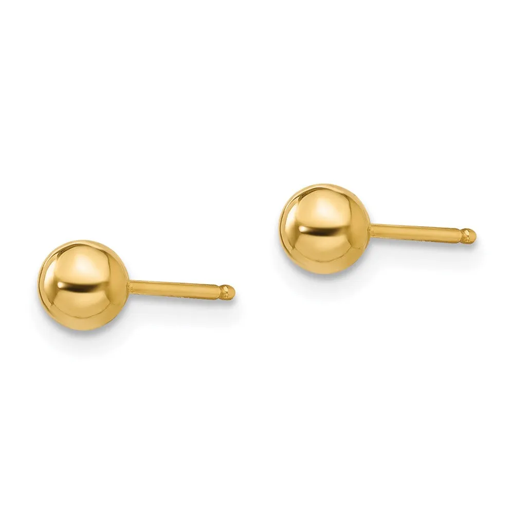 14KT Yellow Gold 4MM Ball Stud Earrings