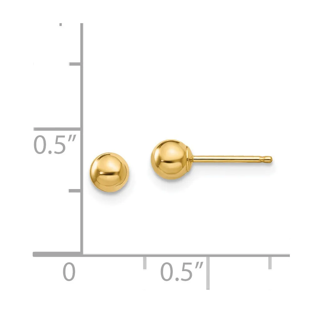 14KT Yellow Gold 4MM Ball Stud Earrings