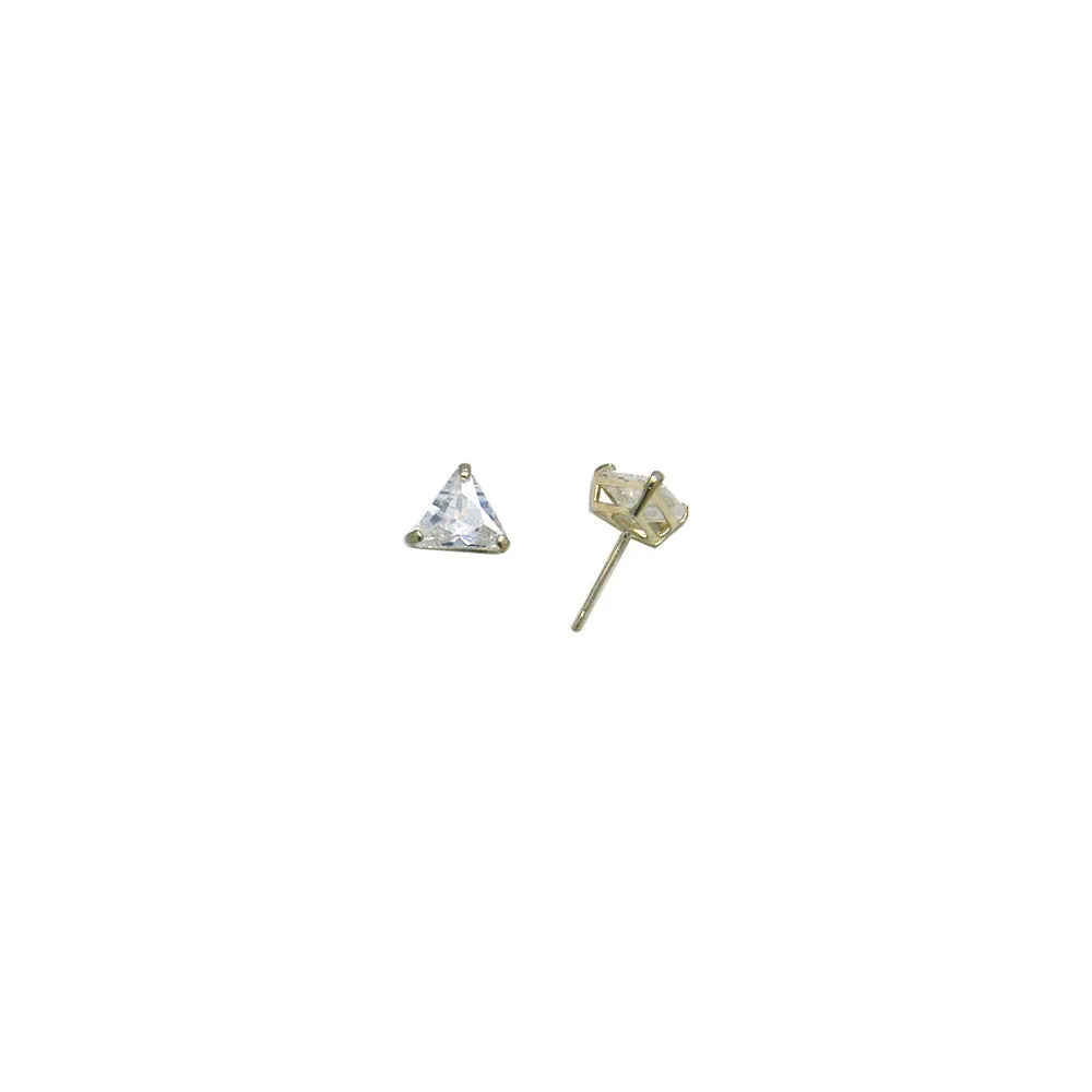 14kt Yellow Gold .80ct Basket Set Triangle CZ Stud Earrings