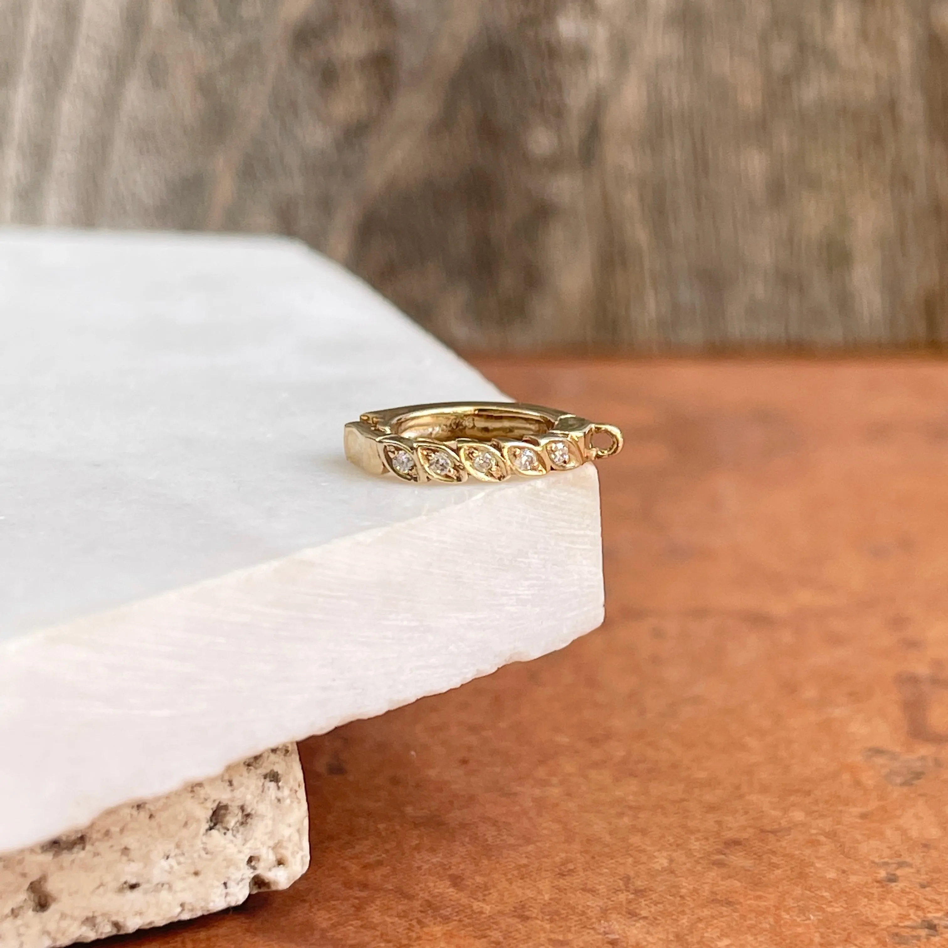 14KT Yellow Gold Diamond Pendant Enhancer Clasp 6mm