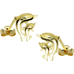 14kt Yellow Gold Family Dolphin Stud Earrings