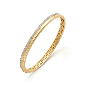 14KY Pave Polished Bangle