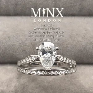 1.5 CARAT | Moissanite Diamond Engagement Ring | Teardrop Diamond Engagement Ring | Womens Diamond Ring | Moissanite Ring | Pear Cut Ring
