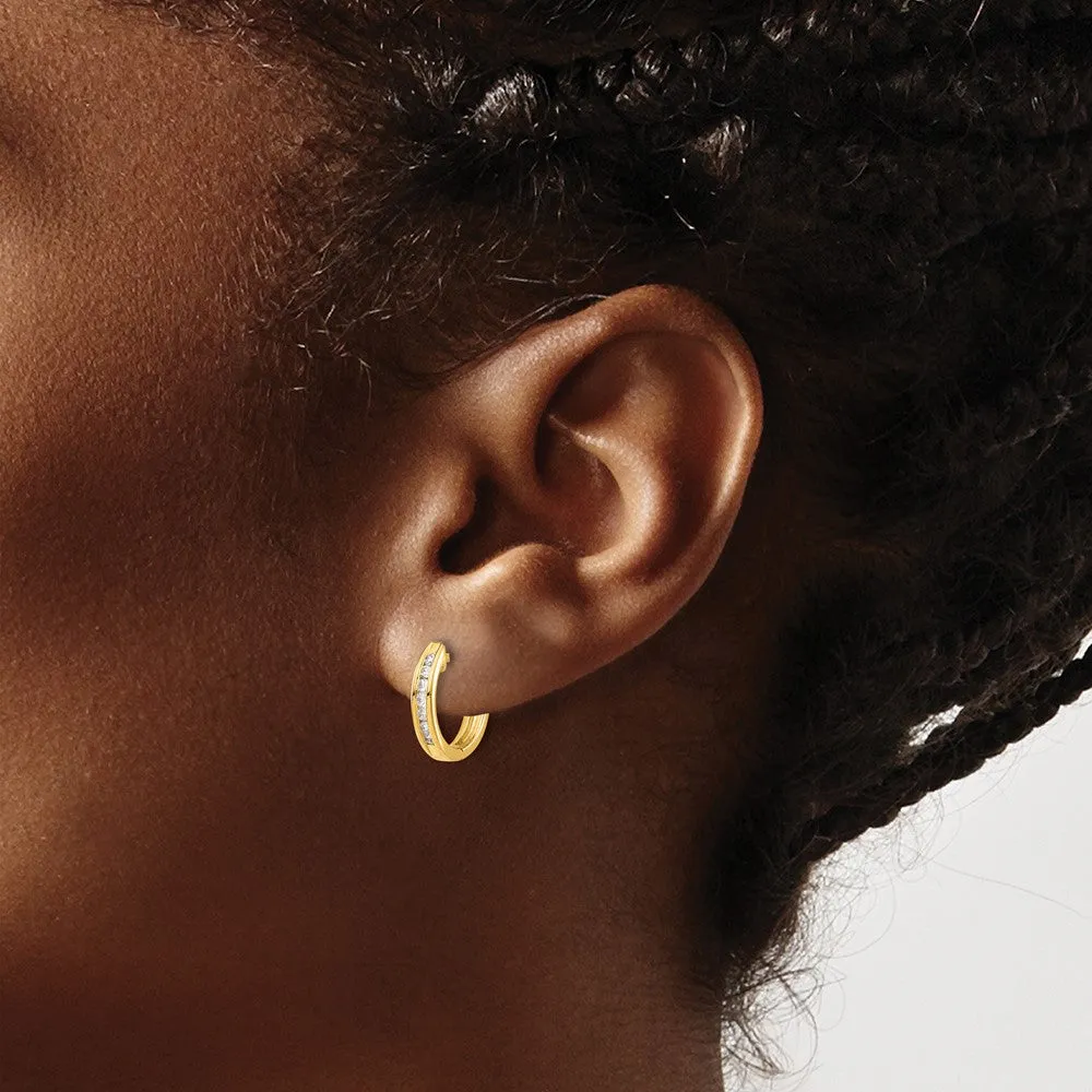 1/5 CTW Natural Diamond Hoop Earrings in 14KT Yellow Gold