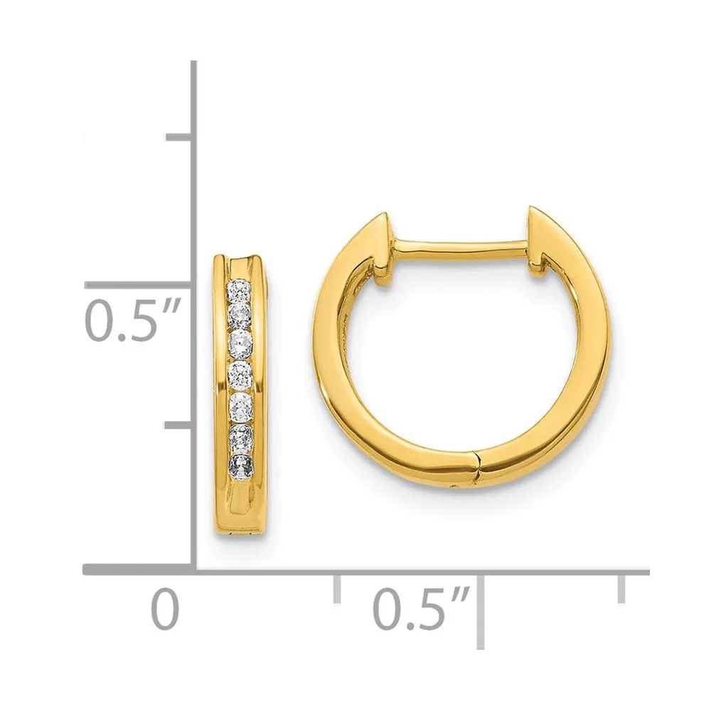 1/5 CTW Natural Diamond Hoop Earrings in 14KT Yellow Gold