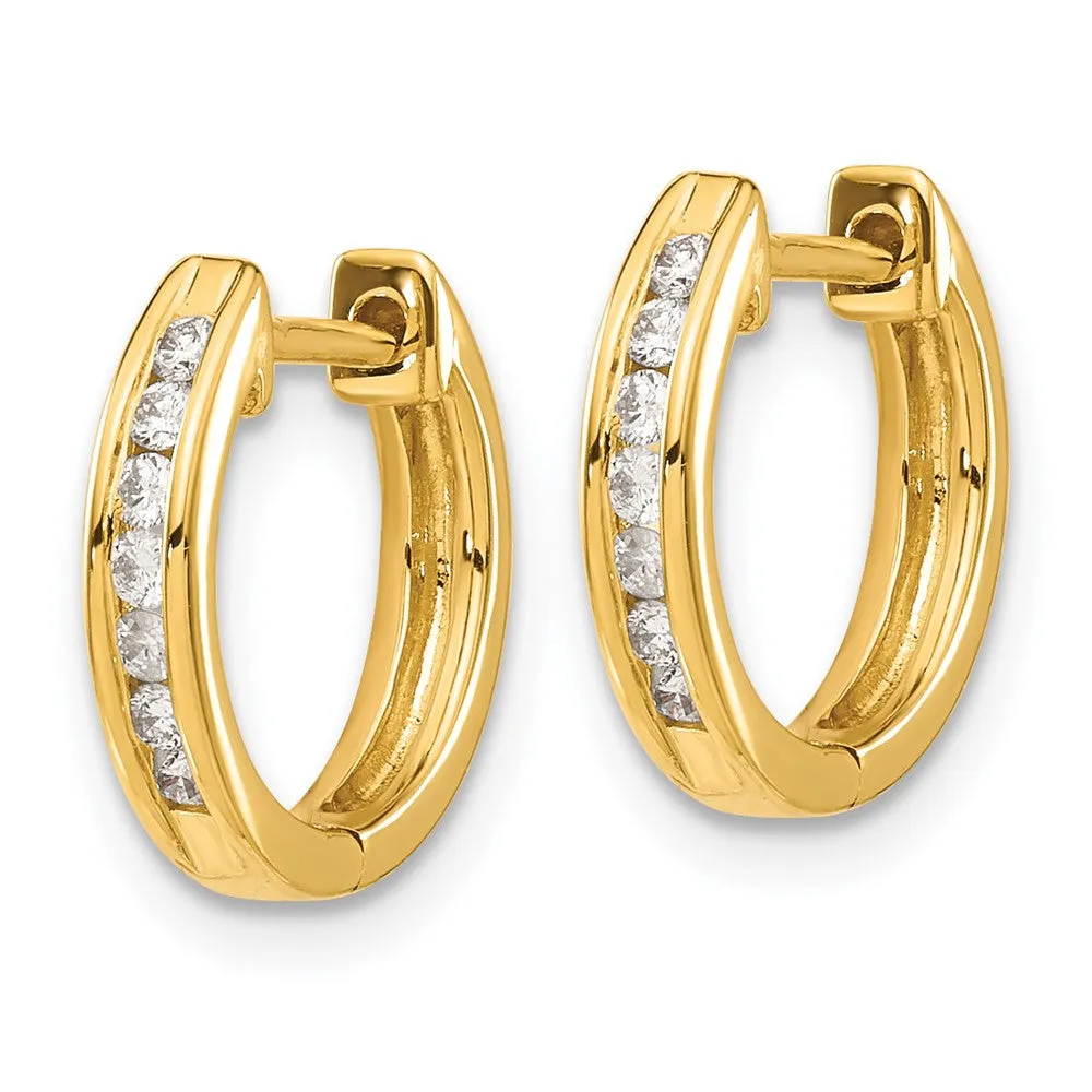 1/5 CTW Natural Diamond Hoop Earrings in 14KT Yellow Gold