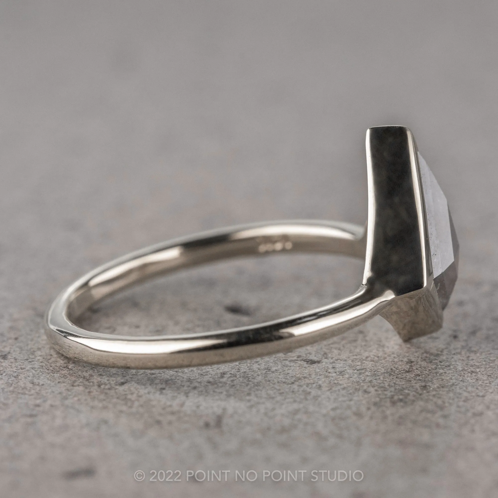 1.53 Carat Salt and Pepper Kite Diamond Engagement Ring, Bezel Jane Setting, Platinum