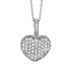 1.55 Carat Natural Diamond Heart Necklace Pendant 14K White Gold G SI 18''