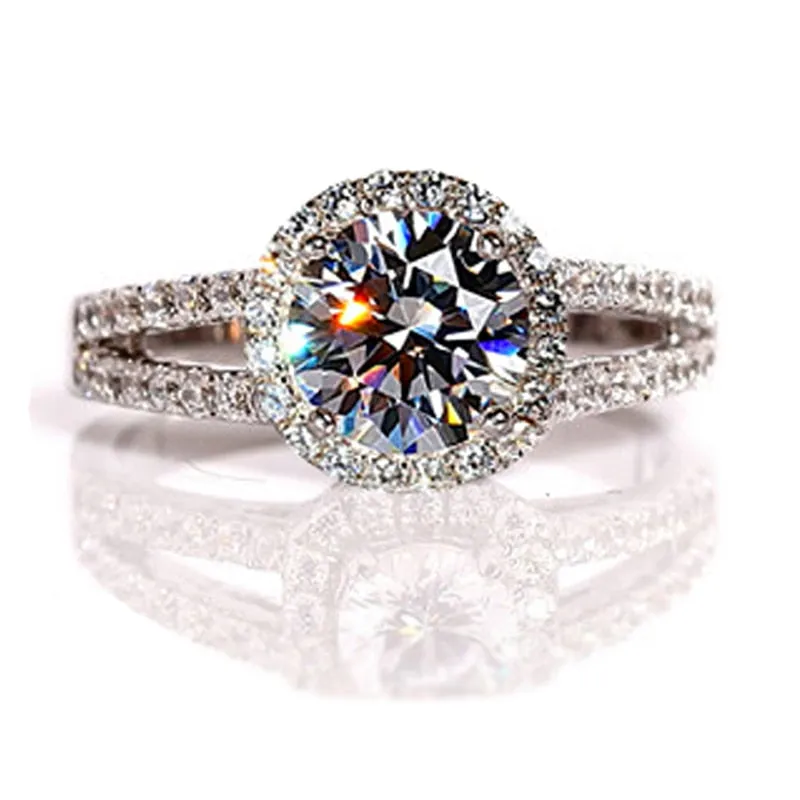 1.5ct Diamond Ring 18K White Gold Wedding Bride Women Jewelry