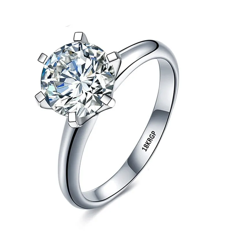 1.5ct Diamond Ring 18K White Gold Wedding Bride Women Jewelry