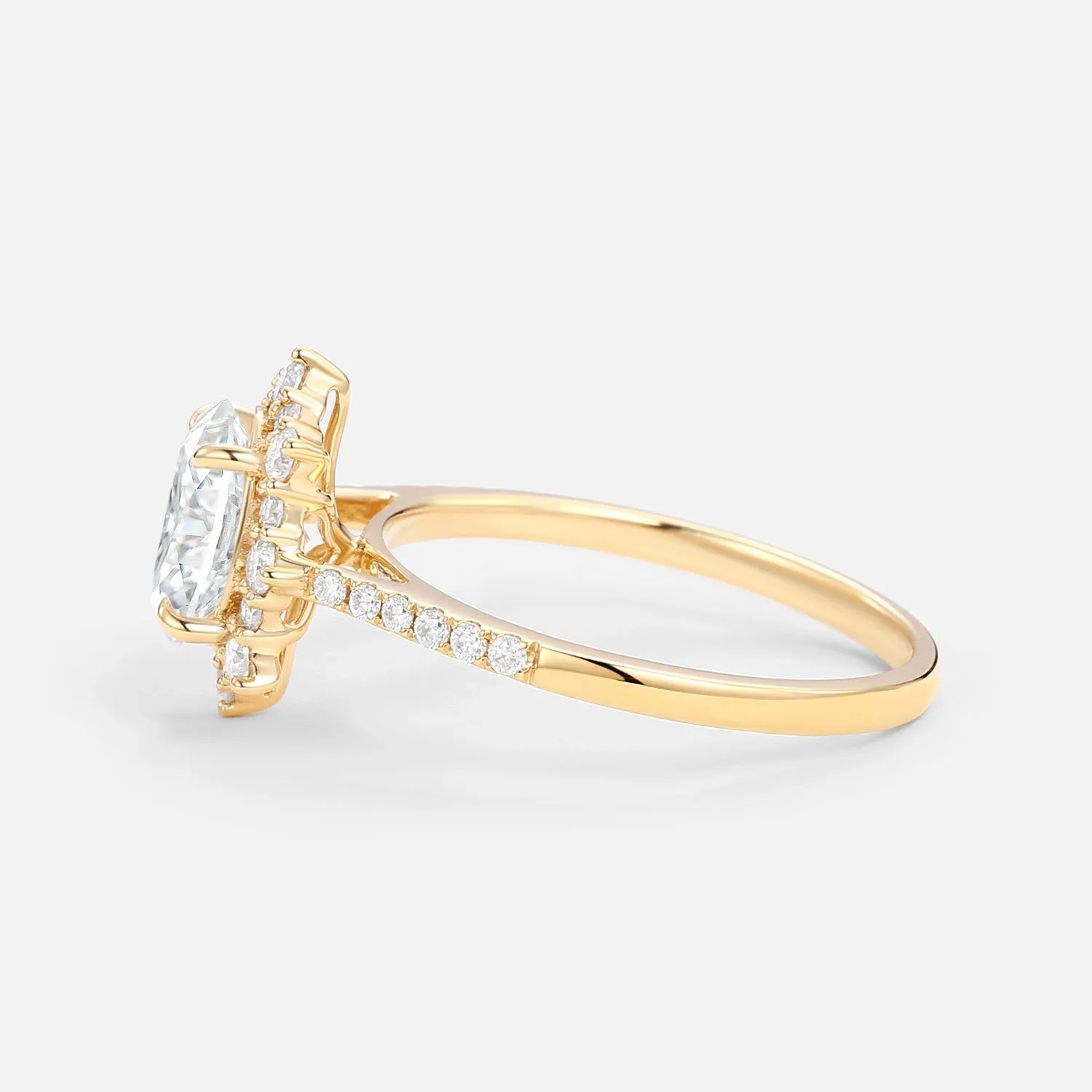 1.5ct Oval Moissanite Cluster Halo Ring