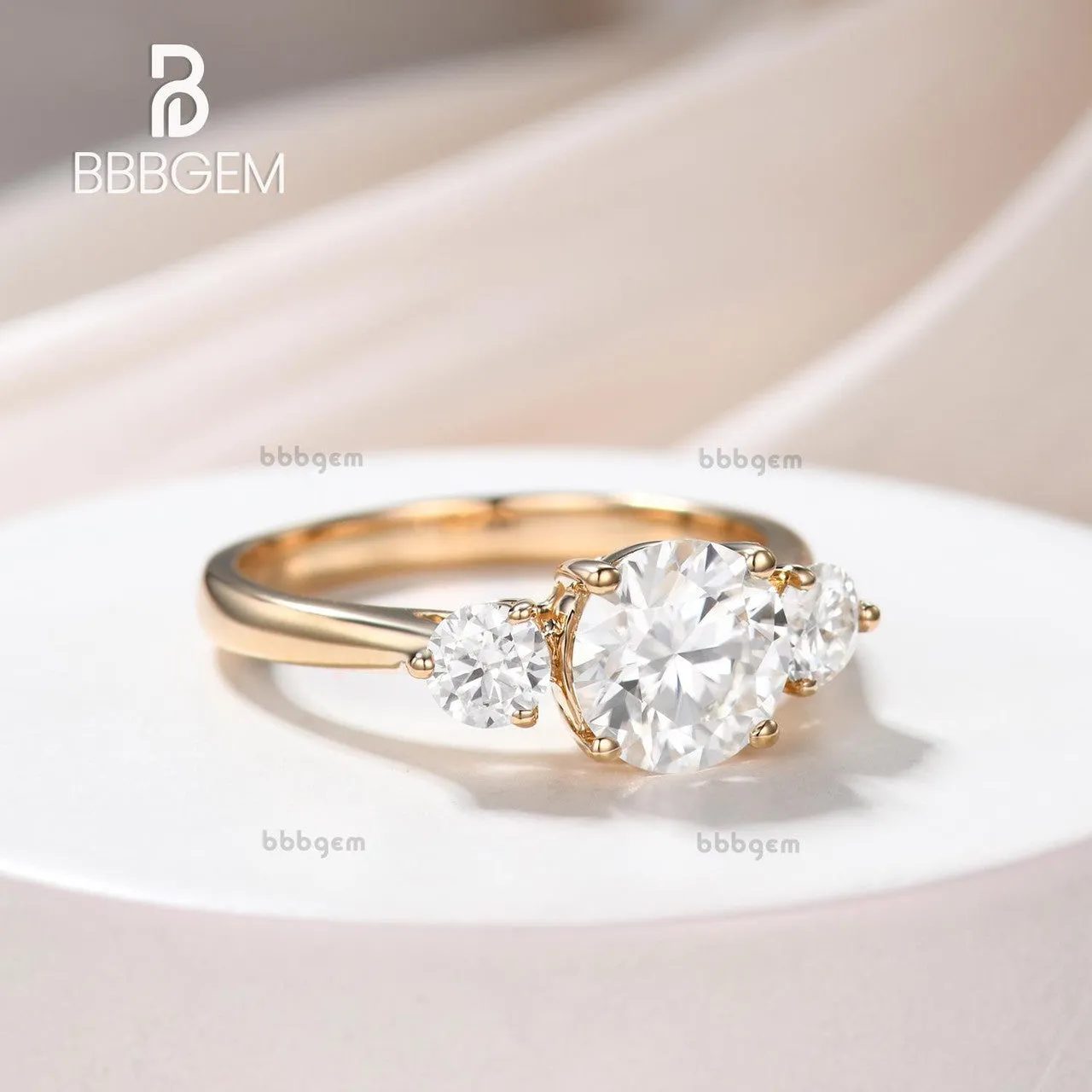 1.5CT Round Cut Moissanite Engagement Ring Three Stone Ring Anniversary Promise Ring