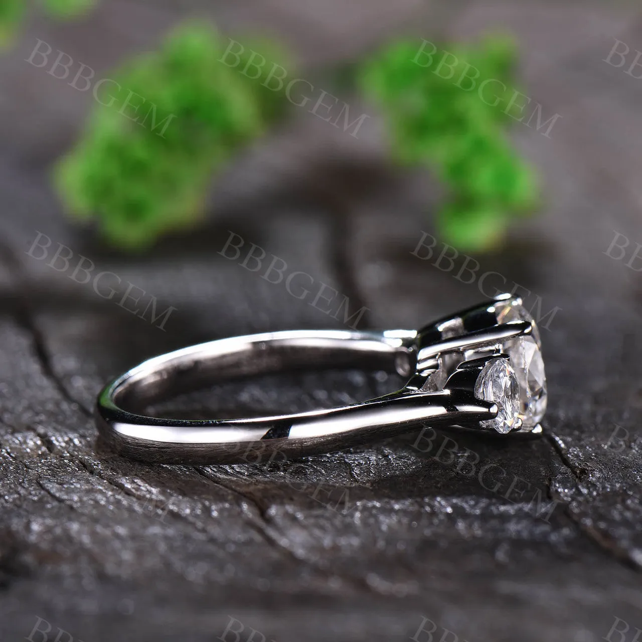 1.5CT Round Cut Moissanite Engagement Ring Three Stone Ring Anniversary Promise Ring